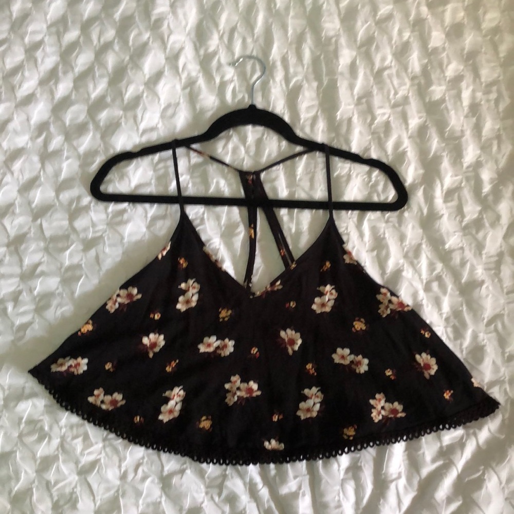 Floral black crop top